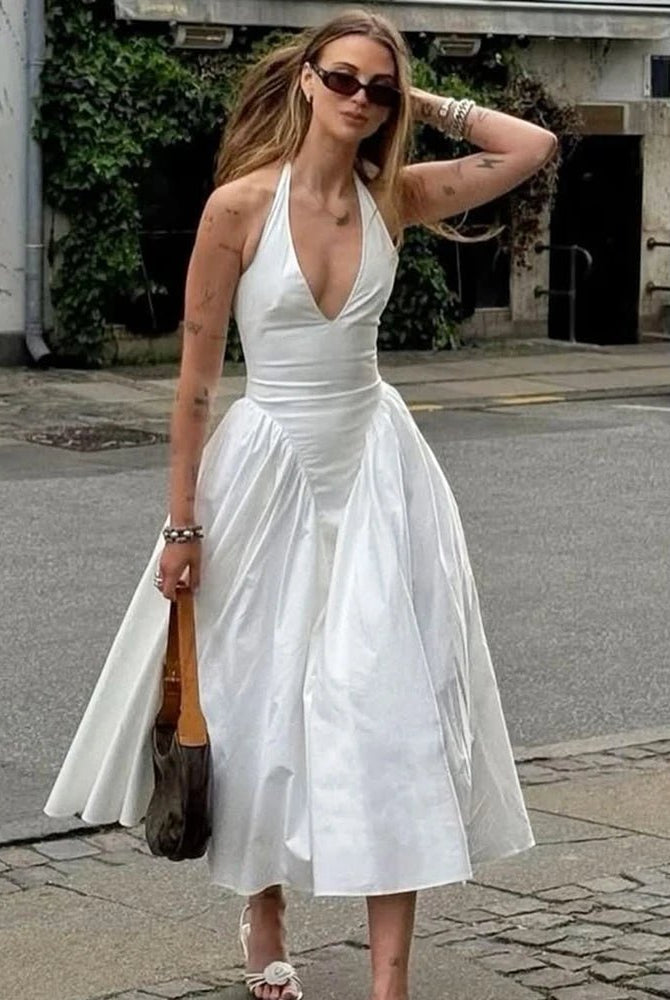 SOERA Kristy Deep Neck Maxi Dress - Dresses - 1005007292890333-;zZ1771582051646405346 White S