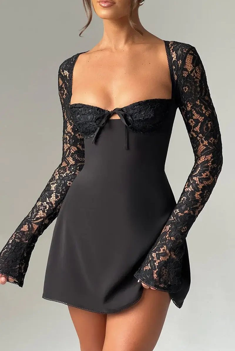 SOERA Louise mini dress with lace details - Dresses - DWOD4-HT169011 red XS