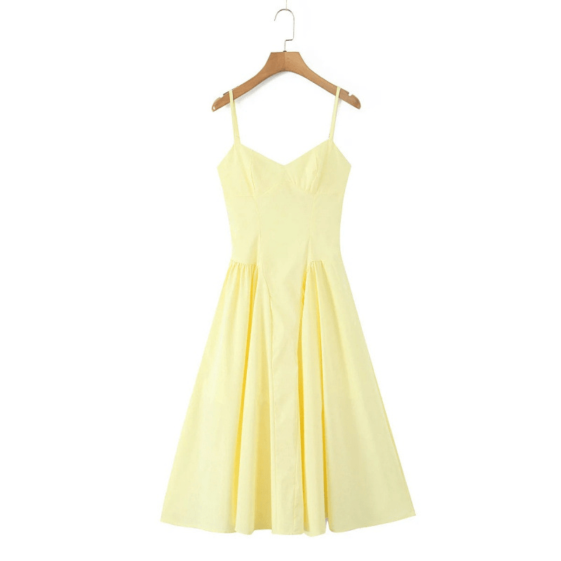 SOERA Luciana Bodice Spaghetti Strap Midi Dress - Dresses - Yellow M