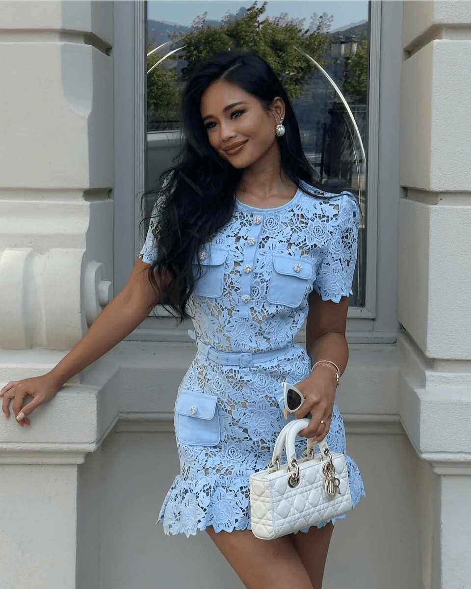 remy lace dress Women's Remy A-line Puffy Sleeved Lace Mini Dress S/M/L/Customize White MEAN BLVD White / L