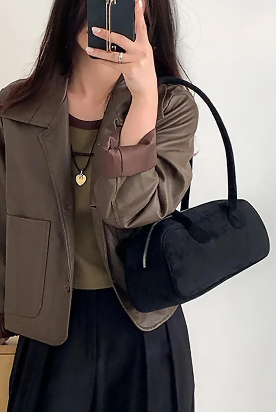 SOERA Aveline Vegan Suede Bag - Handbags - 3256807406638791-;jF1757549904953763327 Black Regular