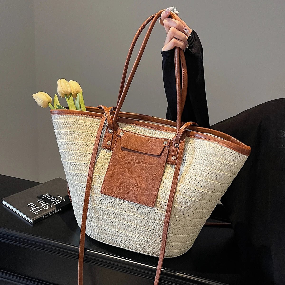 SOERA Beatrice Forest Woven Single-Shoulder Tote - Handbags - Brown