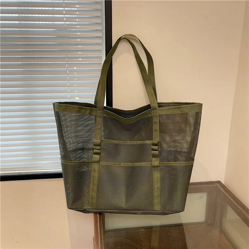 SOERA Beatrice Large Capacity Canvas Beach Tote - Handbags - Armygreen