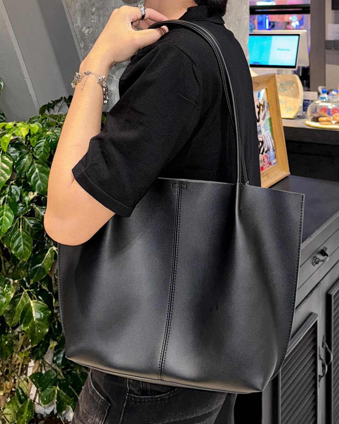 SOERA Calista Faux Leather Tote Bag - Handbags - 1005010041737341-;IB1764877298441951834 Black