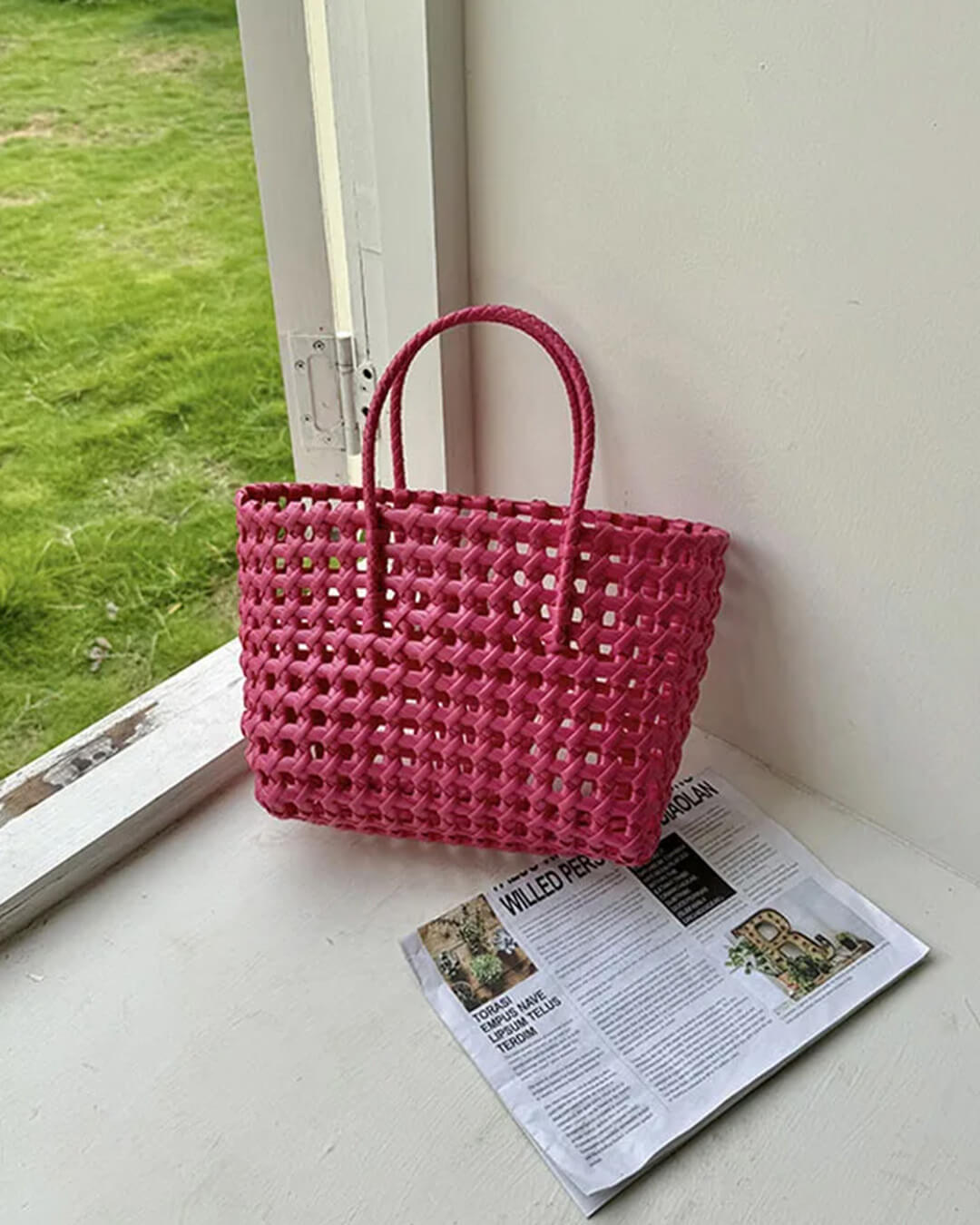 SOERA Cresta Open-Weave Tote Bag - Handbags - Red