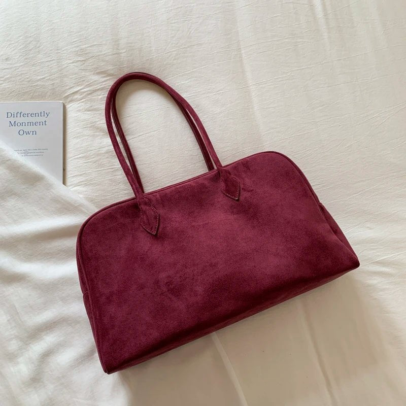 SOERA Sandra Suede Tote Bag - Handbags - Burgundy One Size