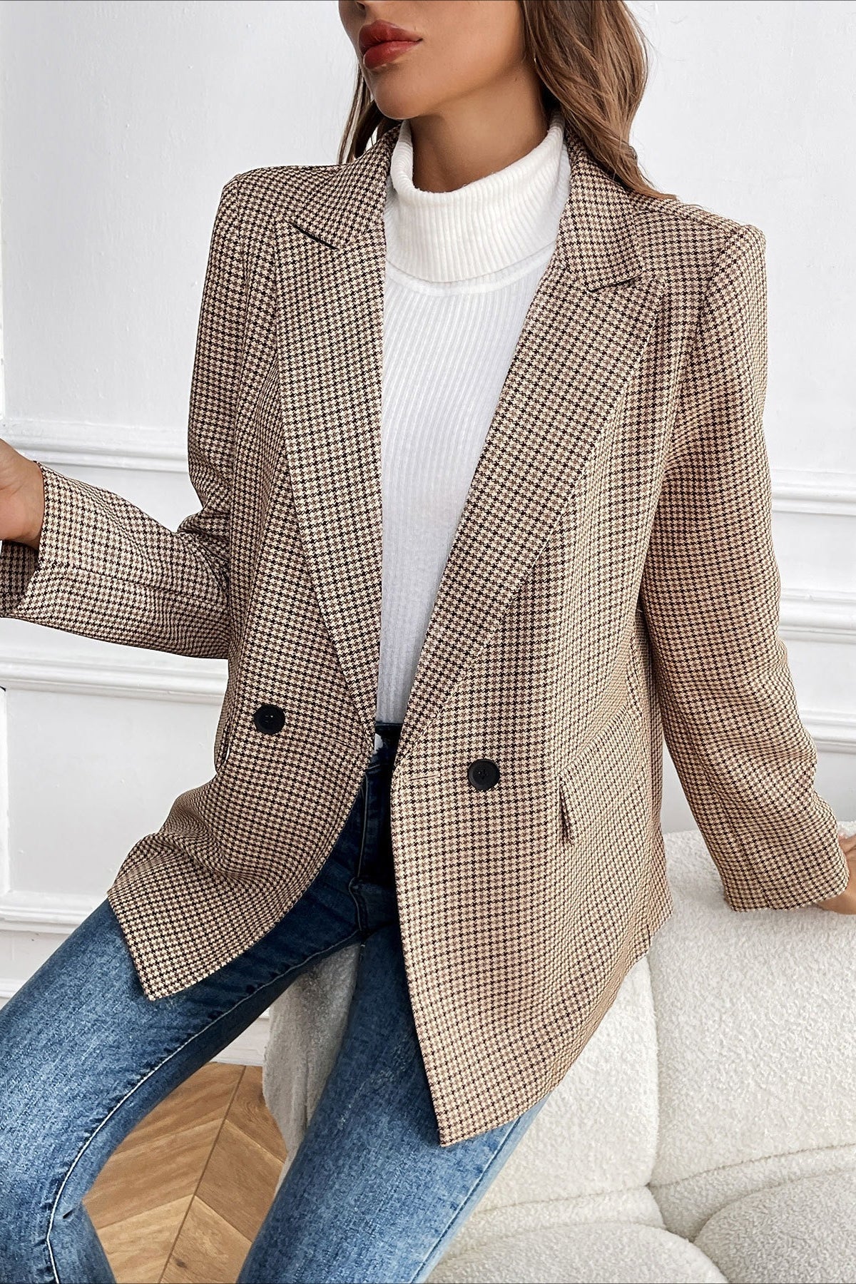 SOERA Beatrice Vintage Houndstooth Blazer - Jacket - M