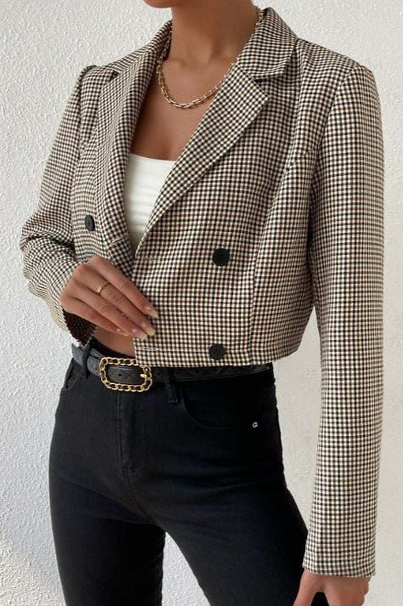 SOERA Amelia Houndstooth Cropped Blazer - Jacket - M