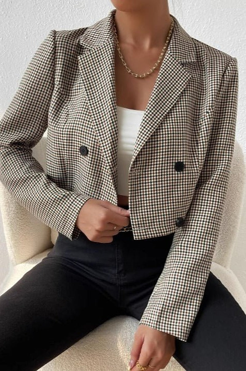 SOERA Amelia Houndstooth Cropped Blazer - Jacket - S
