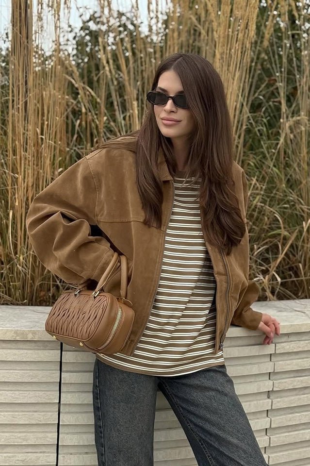 SOERA Genoveva Suede Zip Relaxed Jacket - Jacket - SOERA-418819-S-BROWN-97795 Brown S