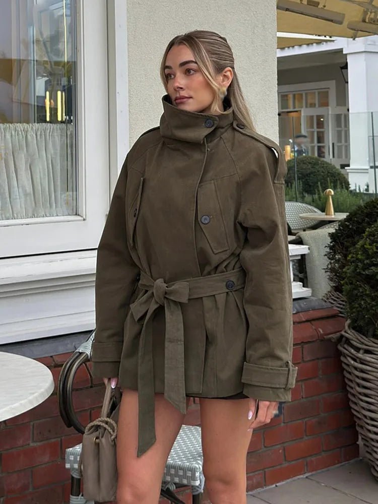 SOERA Alya High Neck Lace Up Coat - Jackets - 1005010107034644-;vg1775503354983457888 L