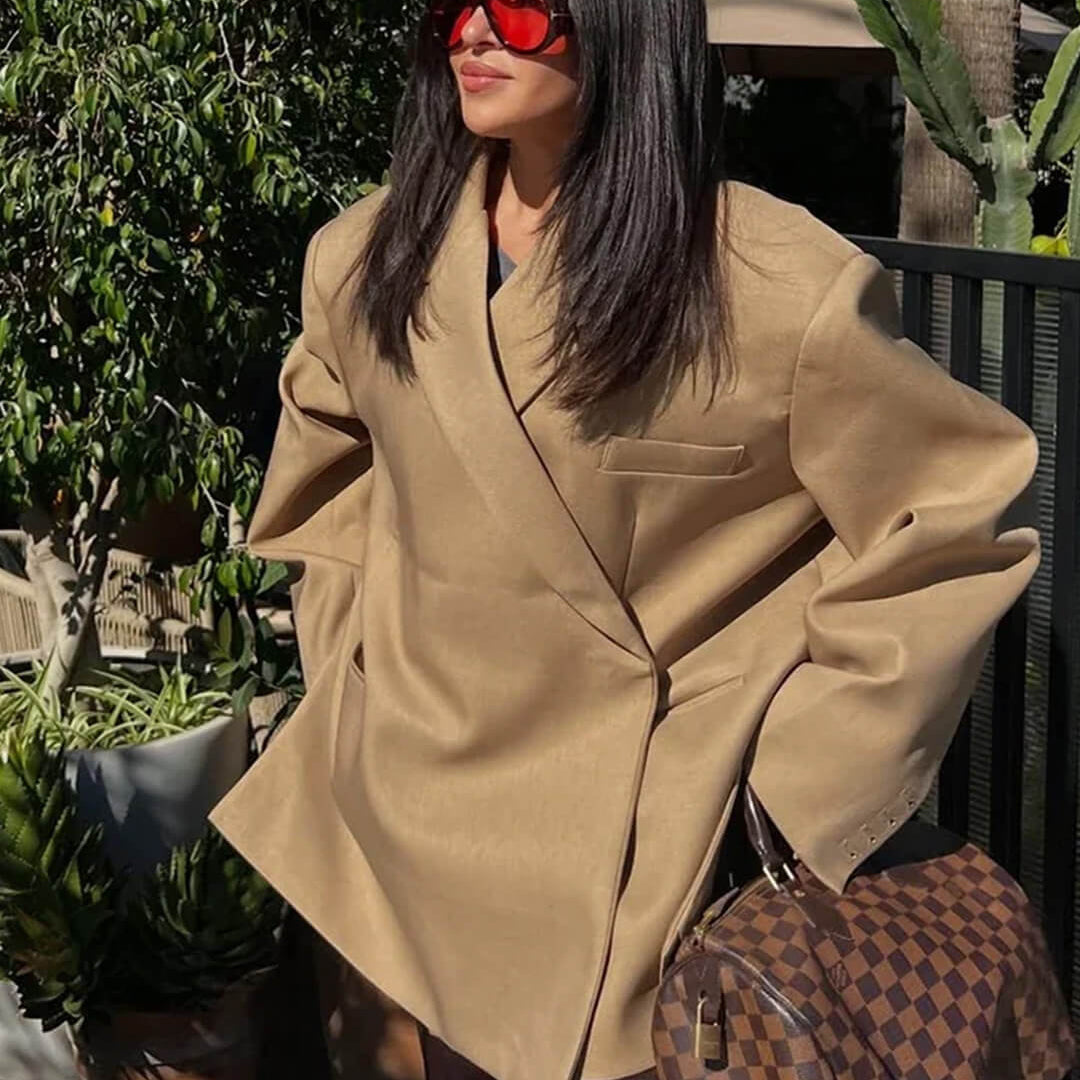 SOERA Brittany One - Button Lapel Blazer - Jackets - 1005009535153327-;ZX1775063642612566117 Beige S