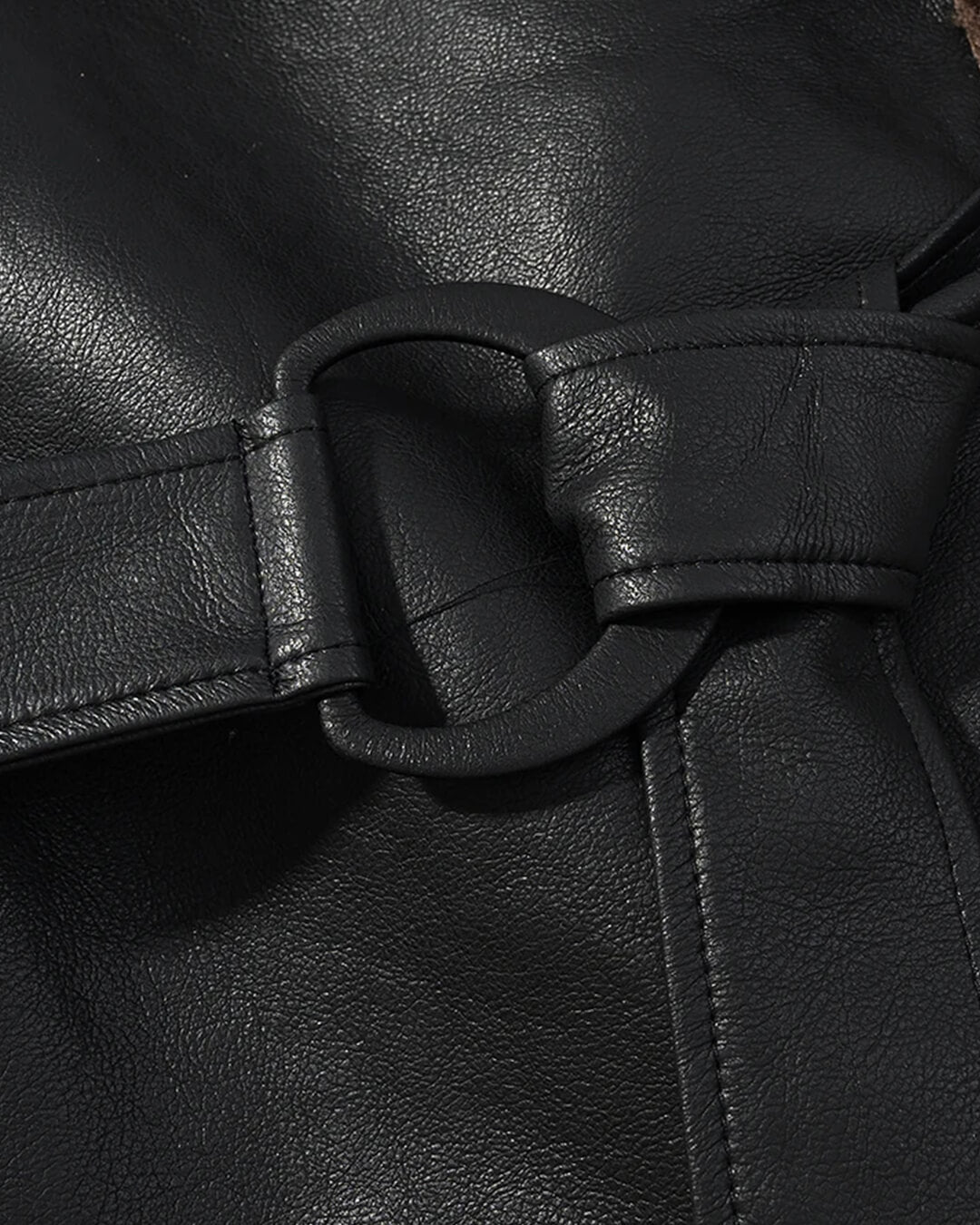 SOERA Cora Short Belted Faux Leather Jacket - Jackets - Brown S