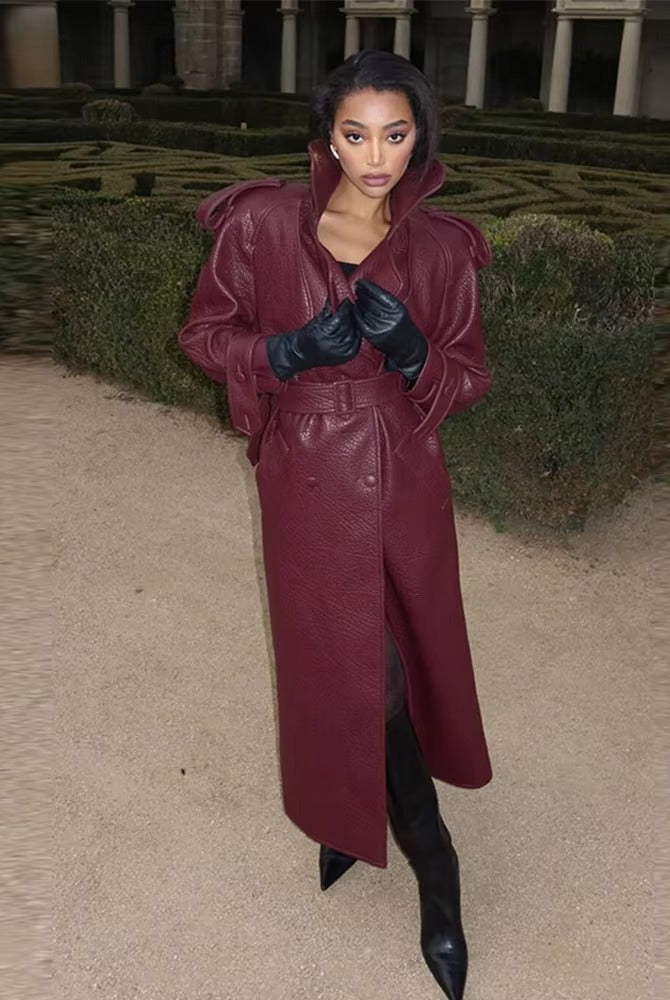 SOERA Danica Long Leather Jacket - Jackets - Burgundy L