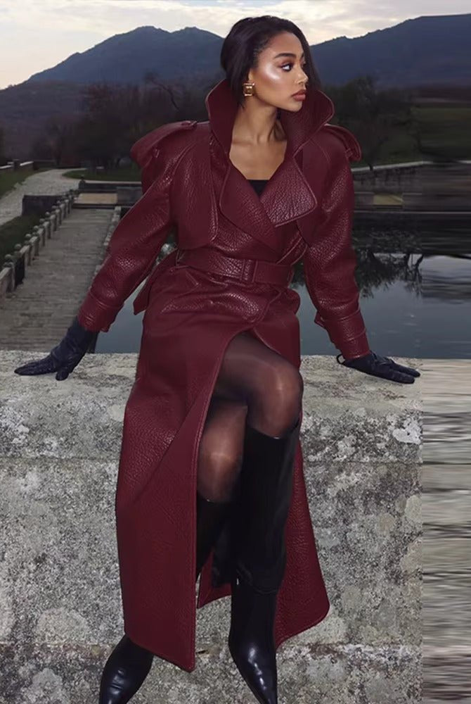 SOERA Danica Long Leather Jacket - Jackets - Burgundy M