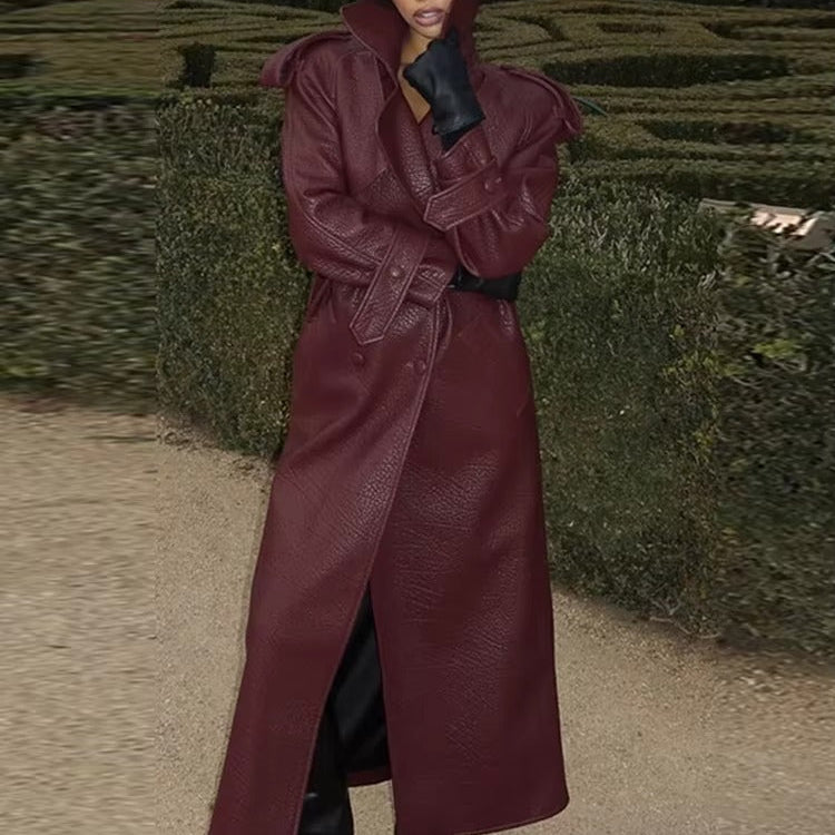 SOERA Danica Long Leather Jacket - Jackets - Burgundy S