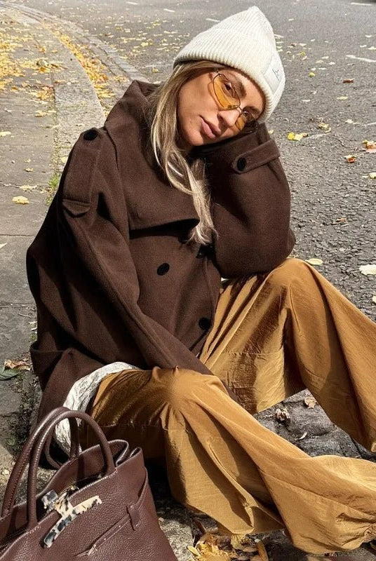 SOERA Debbie Stand Collar Short Trench Coat - Jackets - 1005010585967410-;jC1773321574175735554 Dark Brown S