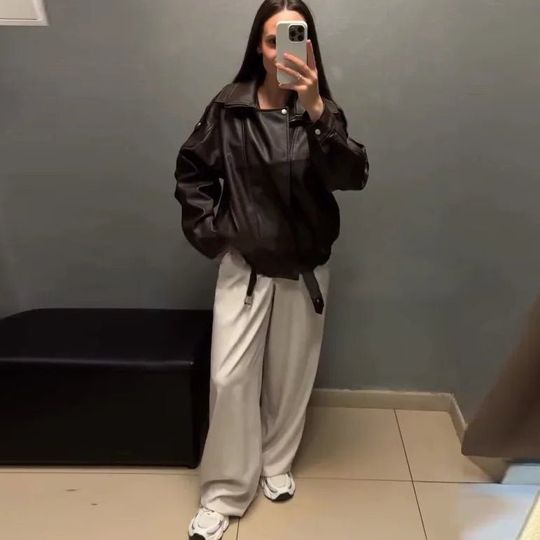 SOERA Denise Belted Leather Jacket - Jackets - Burgundy S