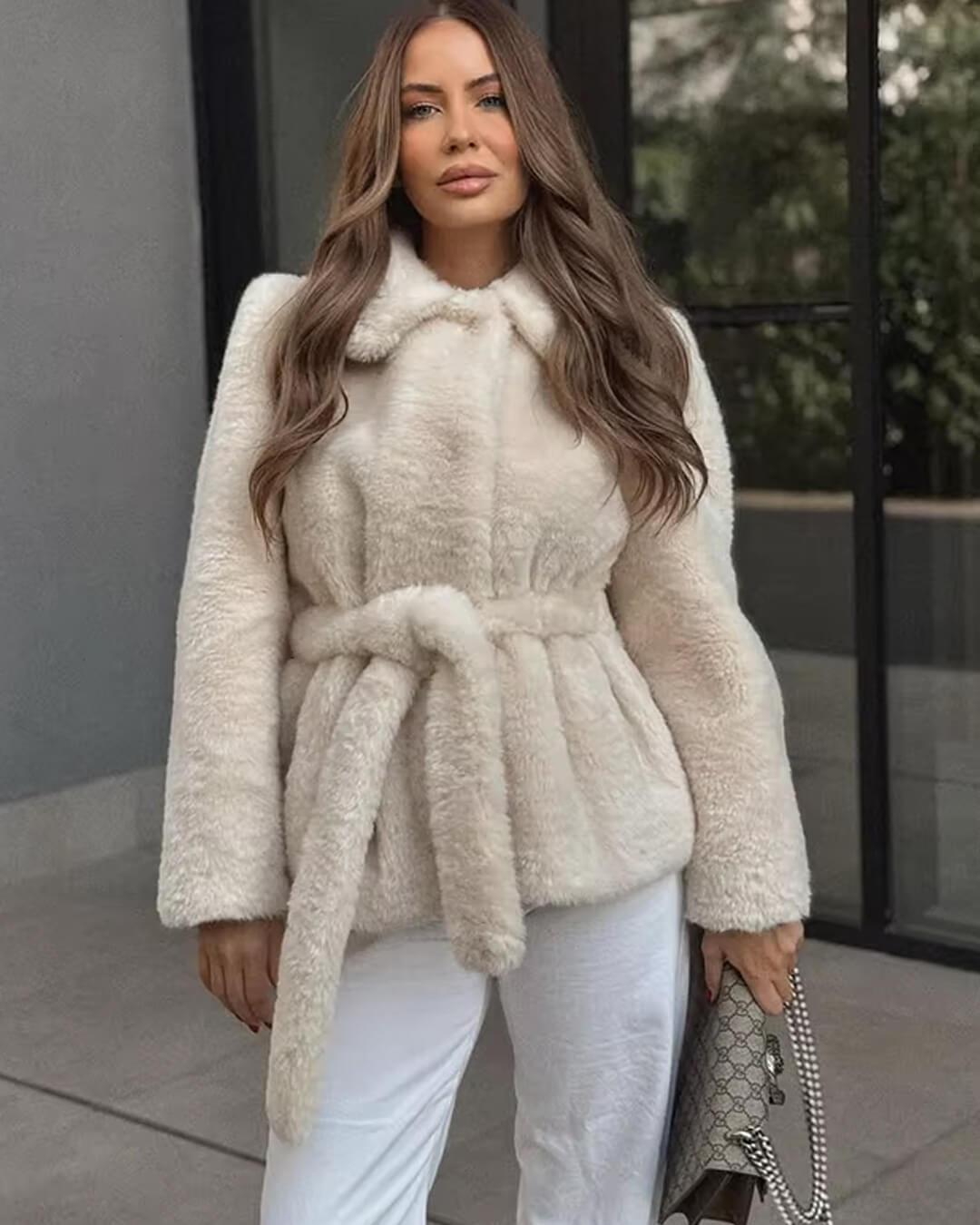 SOERA Farrah Faux Fur Coat with Belt - Jackets - 3256810101987871-;BP1763625119772794324 Creme S