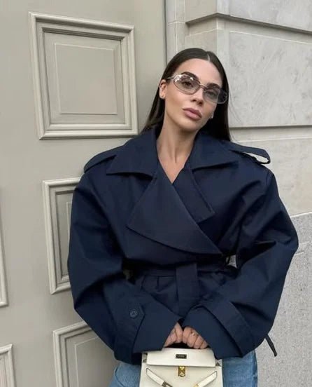 SOERA Hailey Crop Trench Coat - Jackets - Navy S