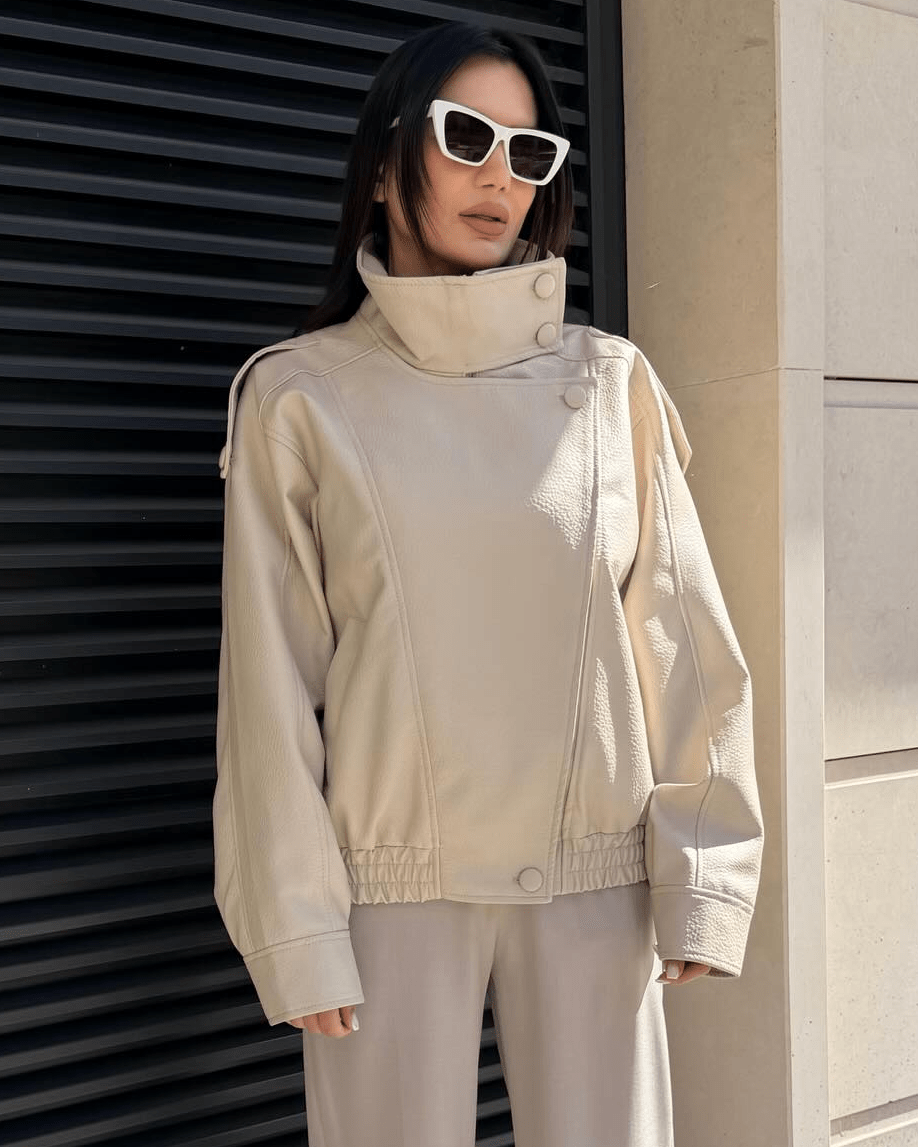 SOERA Joyce Asymmetrical Zip Faux Leather Jacket - Jackets - 1005011921437999-;bq1775031590523832816 Beige XS