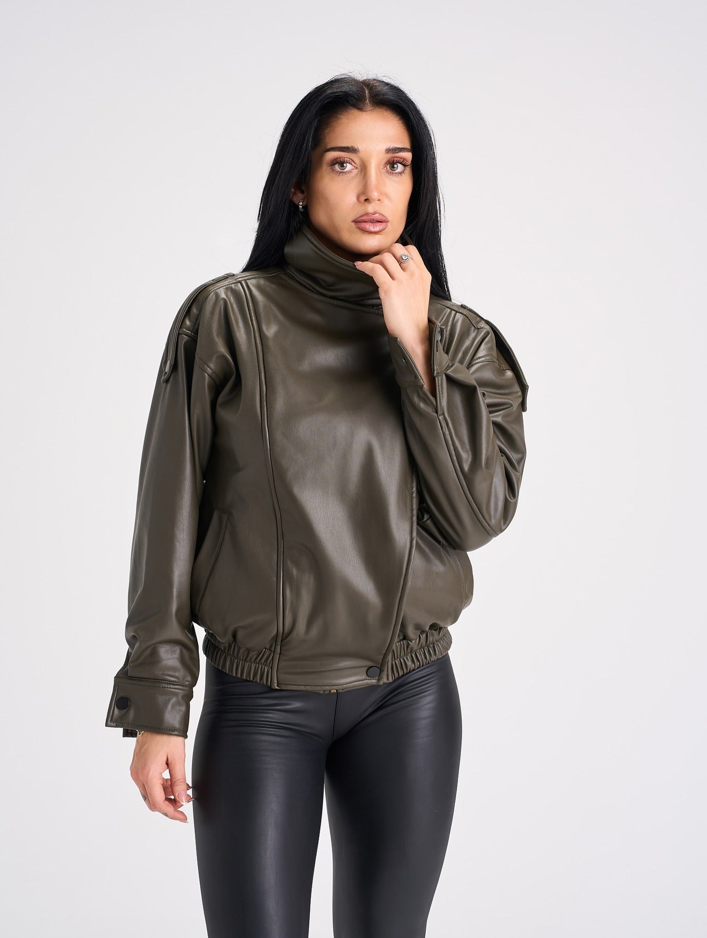 SOERA Joyce Asymmetrical Zip Faux Leather Jacket - Jackets - 1005011921437999-;mD1775031590525214900 Dark Green XS