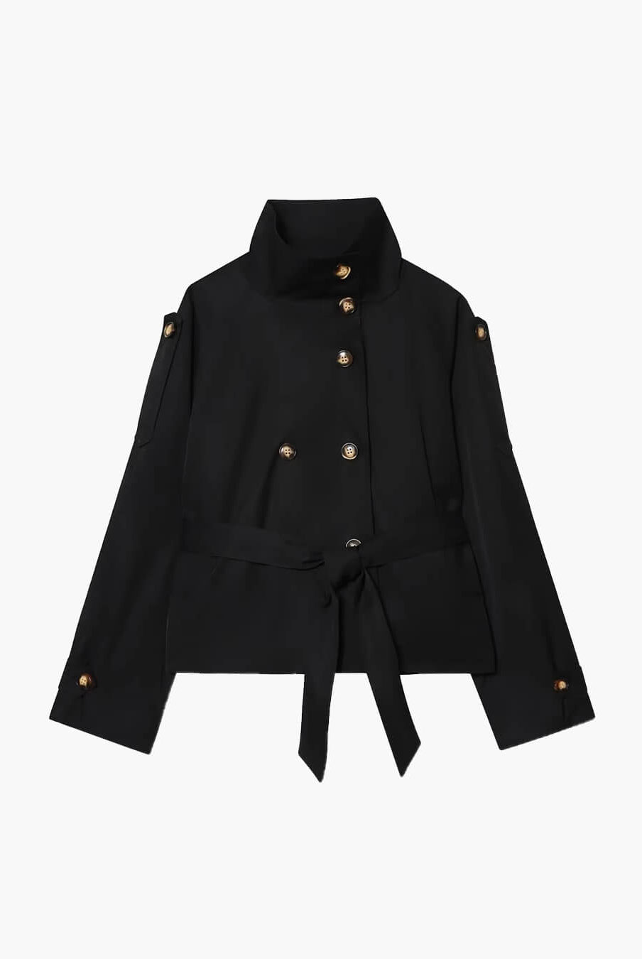 SOERA Kara Stand Collar Belted Crop Trenchcoat - Jackets - 1005009693239722-;dD1771494648611088341 Burgundy XS