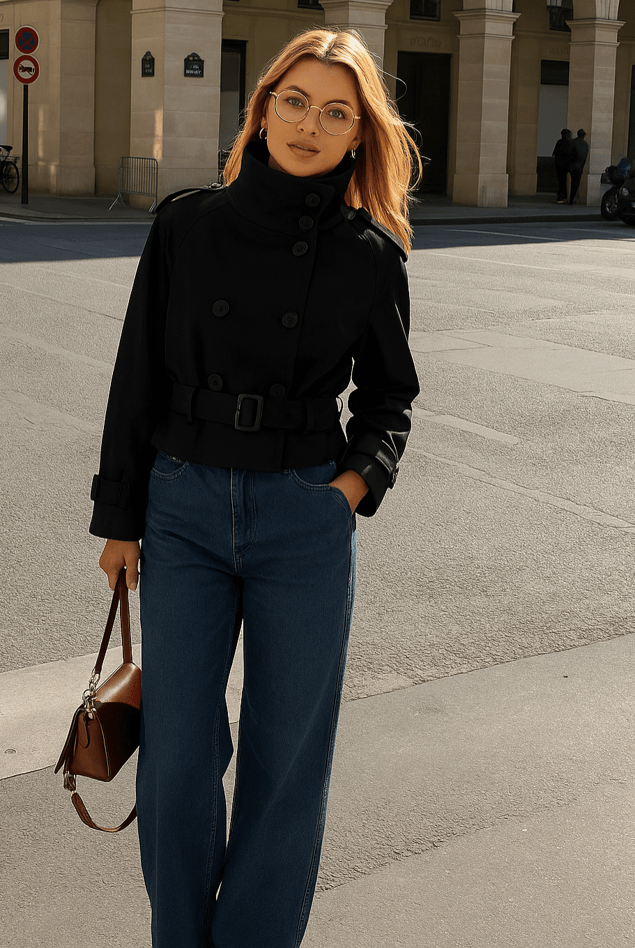 SOERA Kara Stand Collar Belted Crop Trenchcoat - Jackets - 1005009693239722-;nd1771494648622818074 Black XS