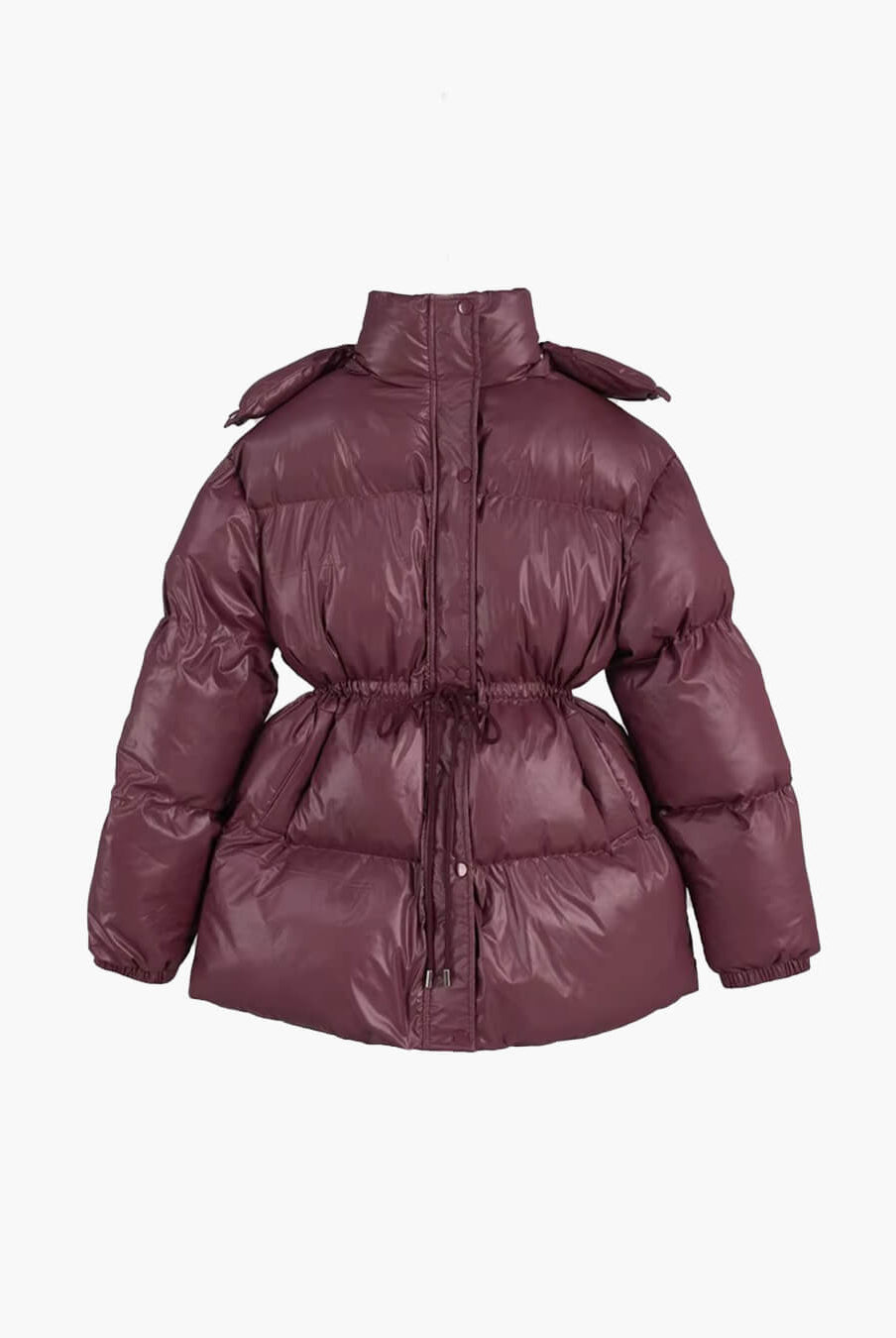 SOERA Lorie Drawstring Hooded Puffer Coat - Jackets - 1005010026834237-;LB1761217546552897709 Burgundy S