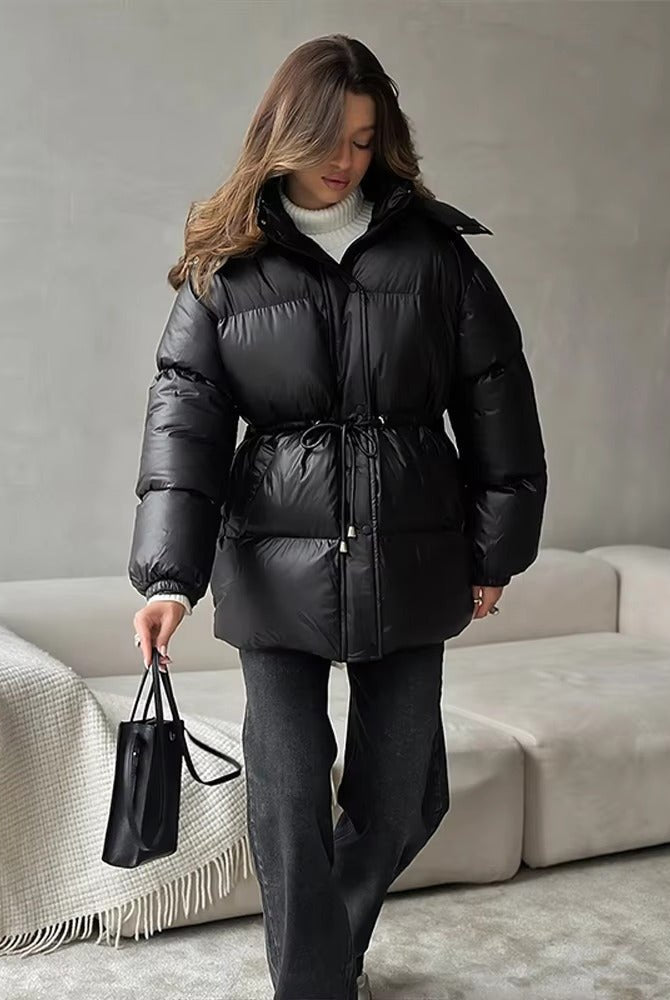 SOERA Lorie Drawstring Hooded Puffer Coat - Jackets - 1005010026834237-;mI1761217546551872446 Black S