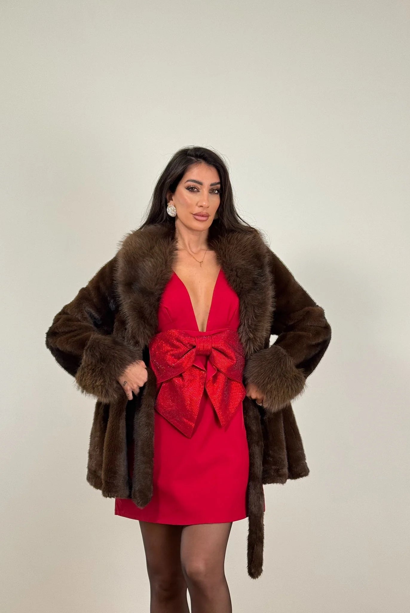 SOERA Louise Faux Fur Coat - Jackets - L Coffee