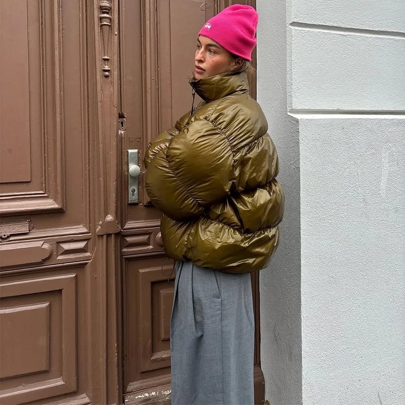 SOERA Olivia Shiny Puffer Jacket - Jackets - 3256809740158148-;ew1762946091734911503 Olive M