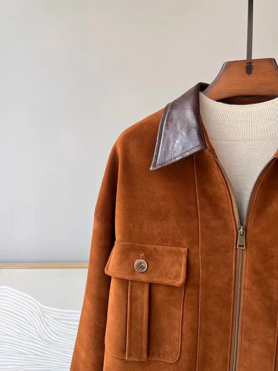 SOERA Sharmaine Slim Fit Suede Jacket - Jackets - Orange M