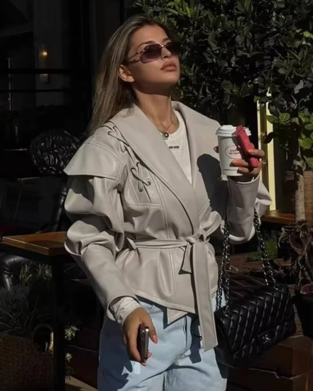 SOERA Zyra Biker Leather Jacket - Jackets - White S