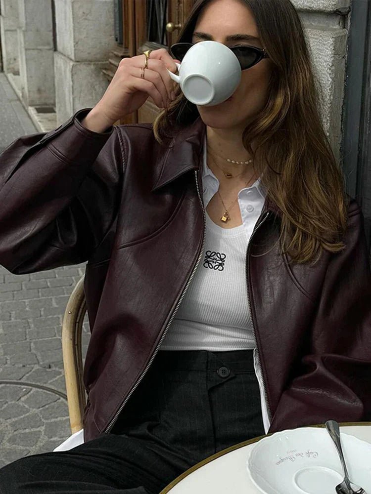 SOERA Erika Zip Up Leather Jacket - Leather Jackets - bP1770344797583888911 S