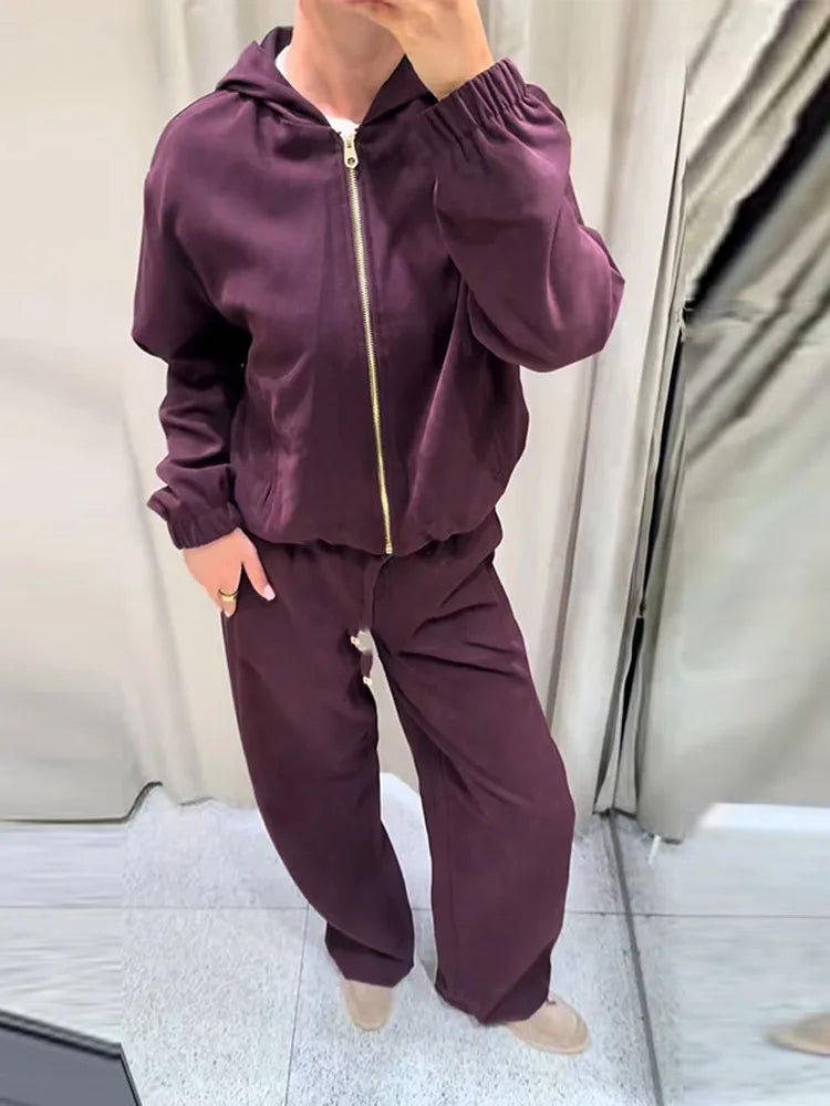 SOERA Amirah Hooded Tracksuit Set - Matching Sets - Burgundy Set