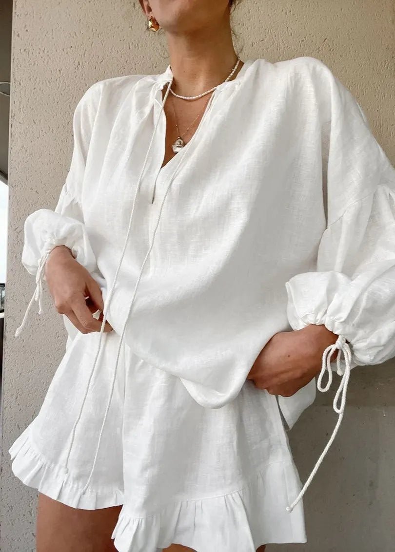 SOERA Beatrice Cotton Lounge Set - Matching Sets - White Set L