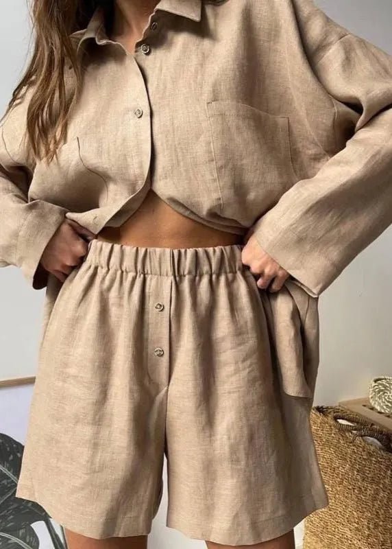 SOERA Beatrice Relaxed Linen Co - Ord Set - Matching Sets - Brown L