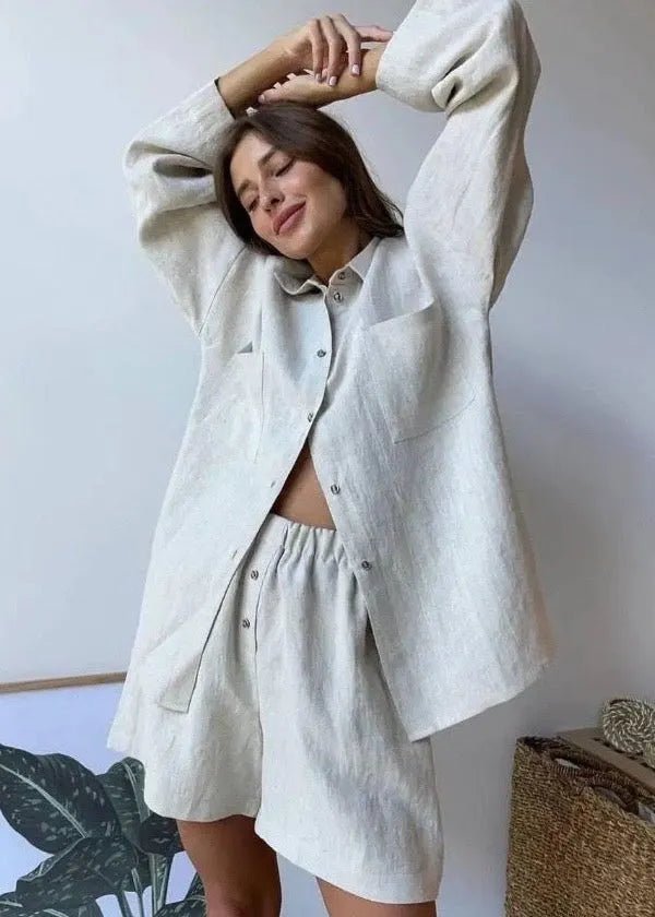 SOERA Beatrice Relaxed Linen Co - Ord Set - Matching Sets - White L