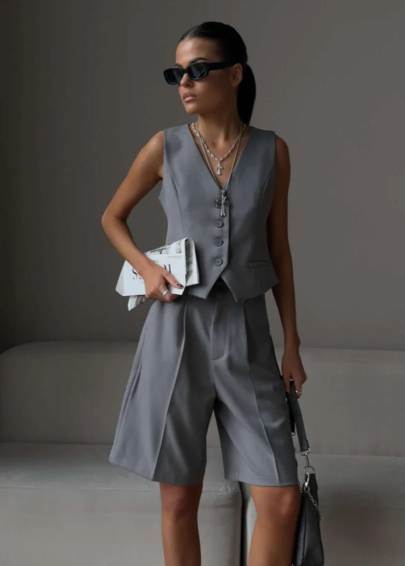 SOERA Bianca Tailored Vest & Bermuda Shorts Set - Matching Sets - White L