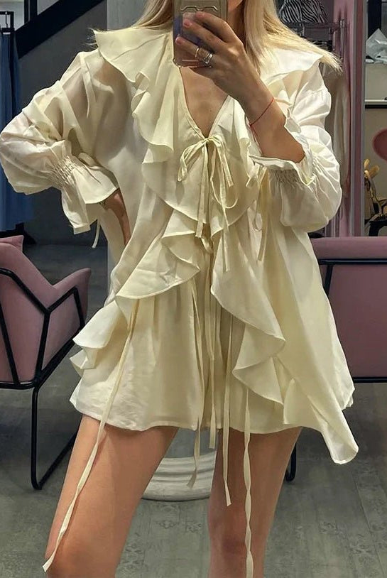 SOERA Sienna Ruffled Tie Top Shorts Set - Matching Sets - L