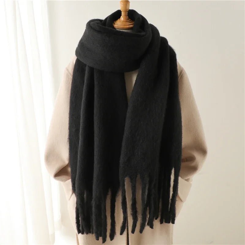SOERA Tanya Tasseled Winter Scarf - Scarves & Wraps - 1005009466241802-;DN1764703454509391279 Gray