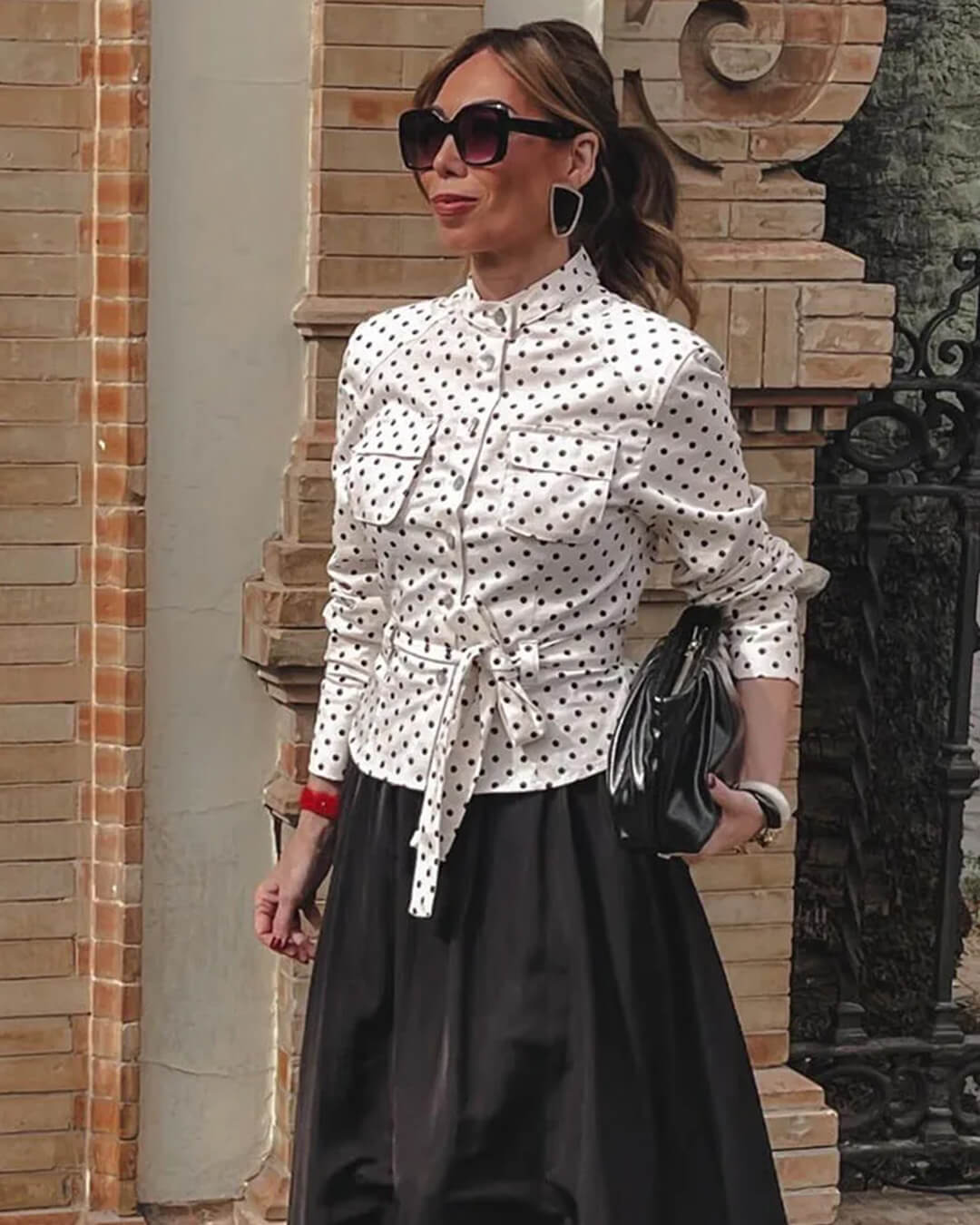 SOERA Jia Polka Dot High - Waist Trouser Set - Set - Top XS