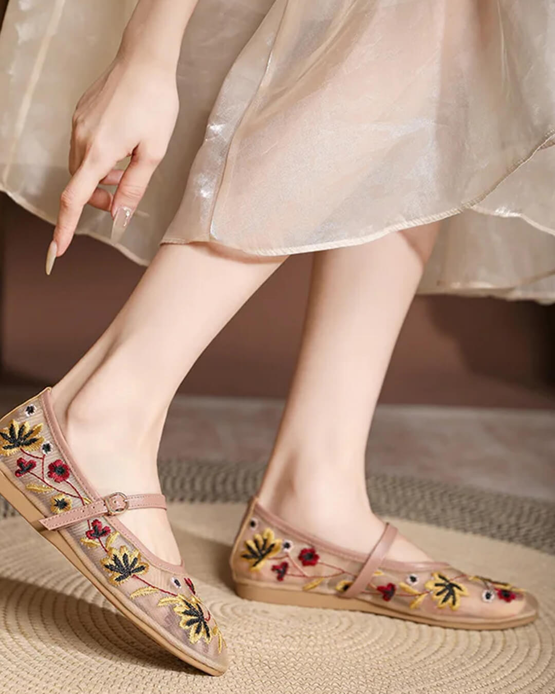 SOERA Leah Embroidered Ballet Flats - Shoes - 1005009264990682-;pa1769140528526978268 Apricot 37