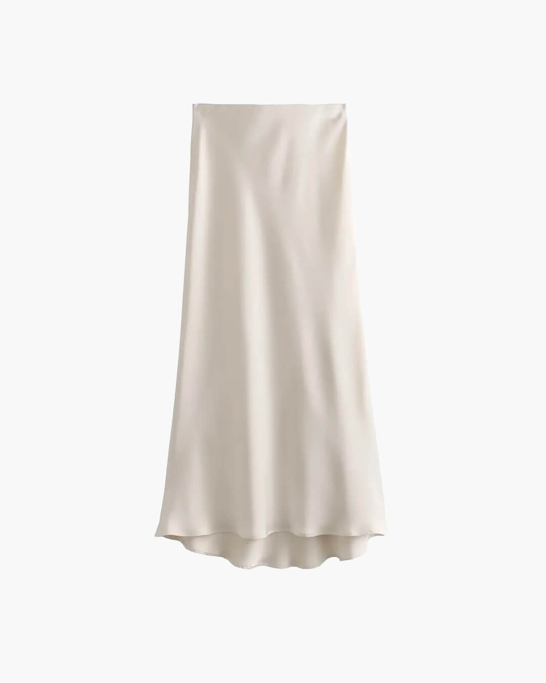 SOERA Anais High Waist Black Satin Midi Skirt - Skirt - Beige XS