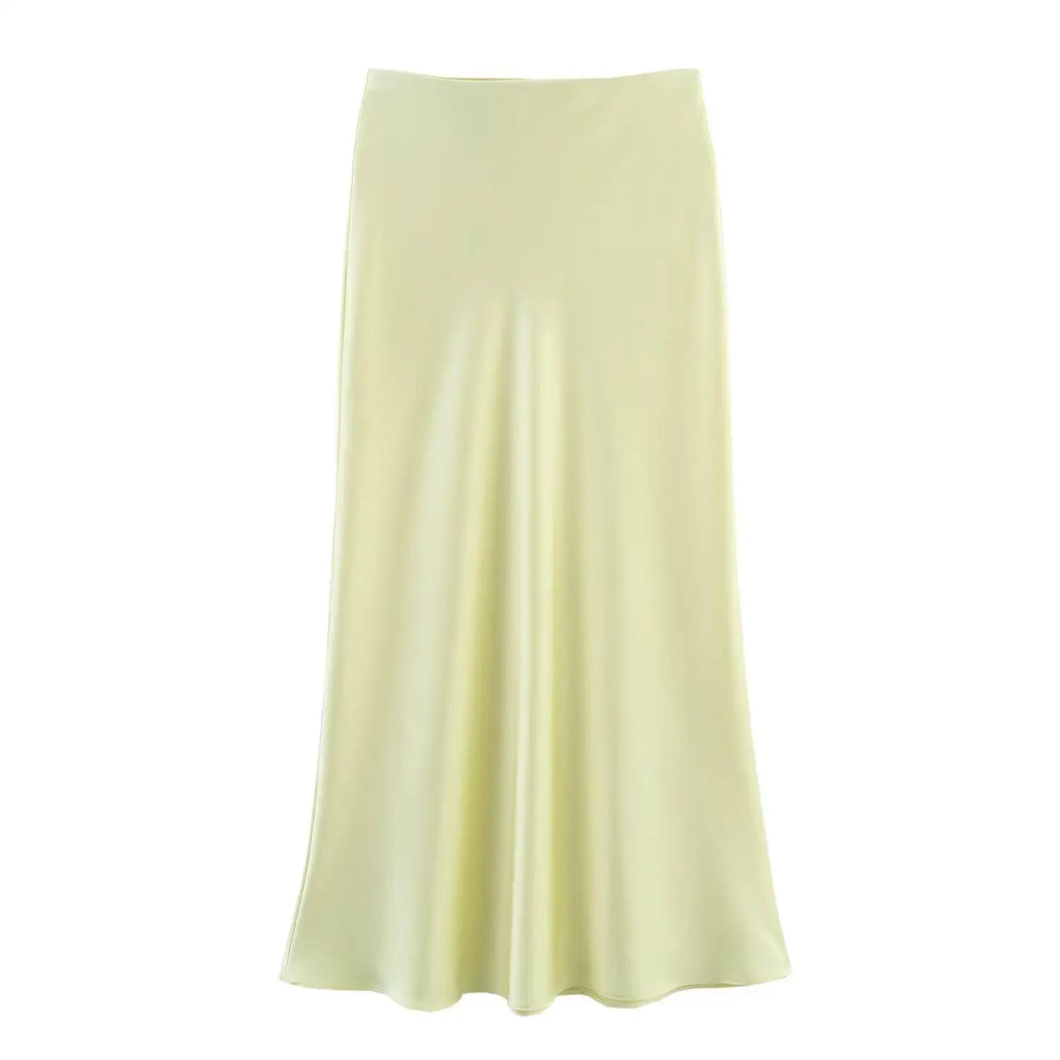 SOERA Anais High Waist Black Satin Midi Skirt - Skirt - Light Yellow XS