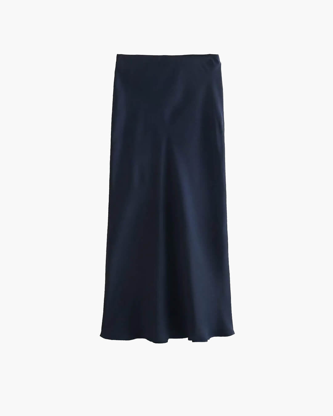 SOERA Anais High Waist Black Satin Midi Skirt - Skirt - Navy Blue XS