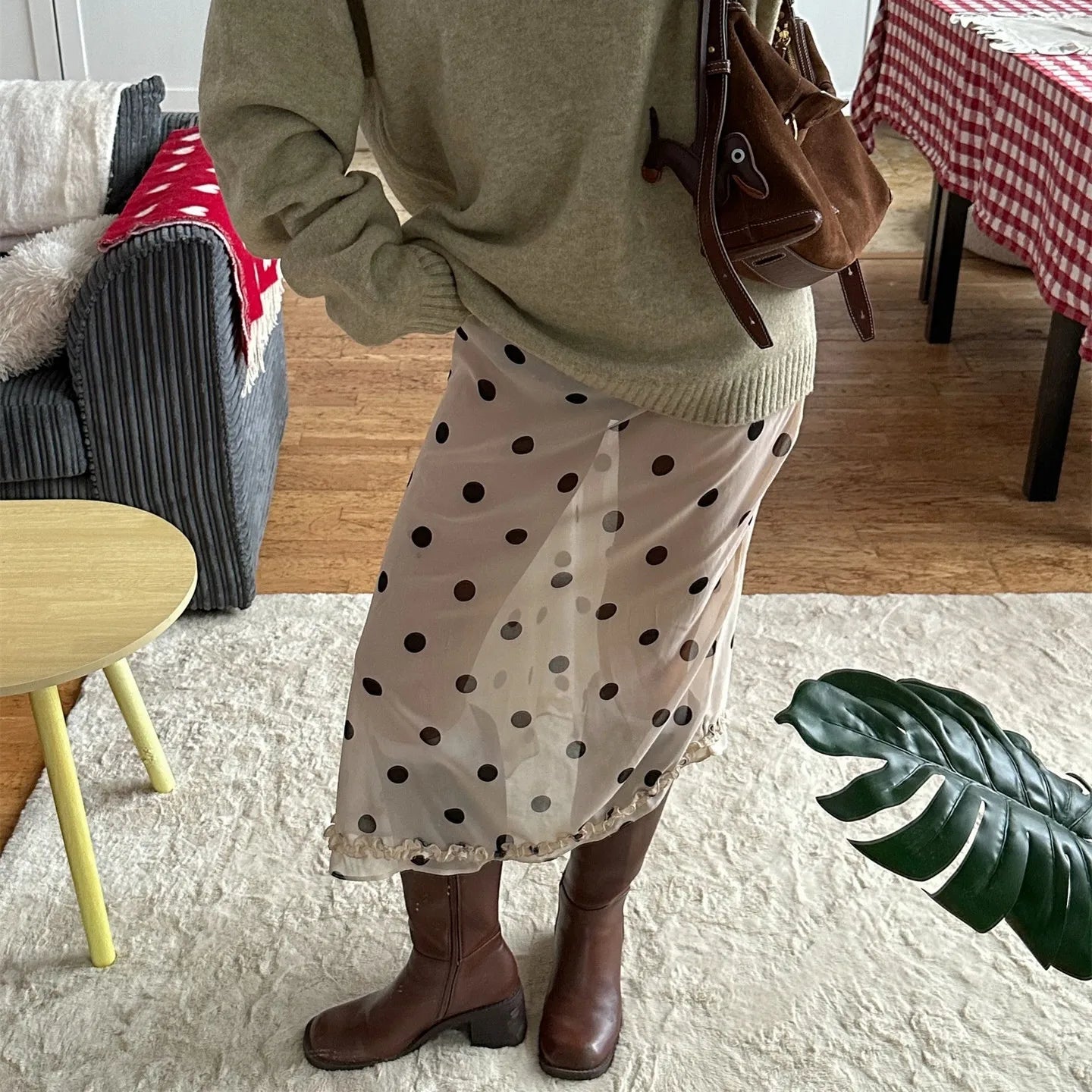 SOERA Bianca Mesh Dot Midi Skirt - Skirt - White S