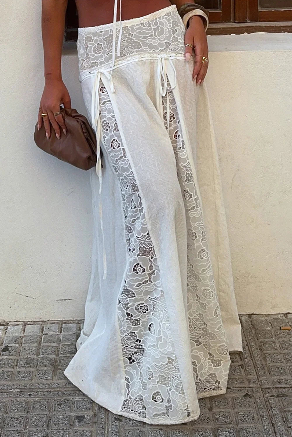 SOERA Celeste Boho Lace Patchwork Maxi Skirt - Skirt - White S