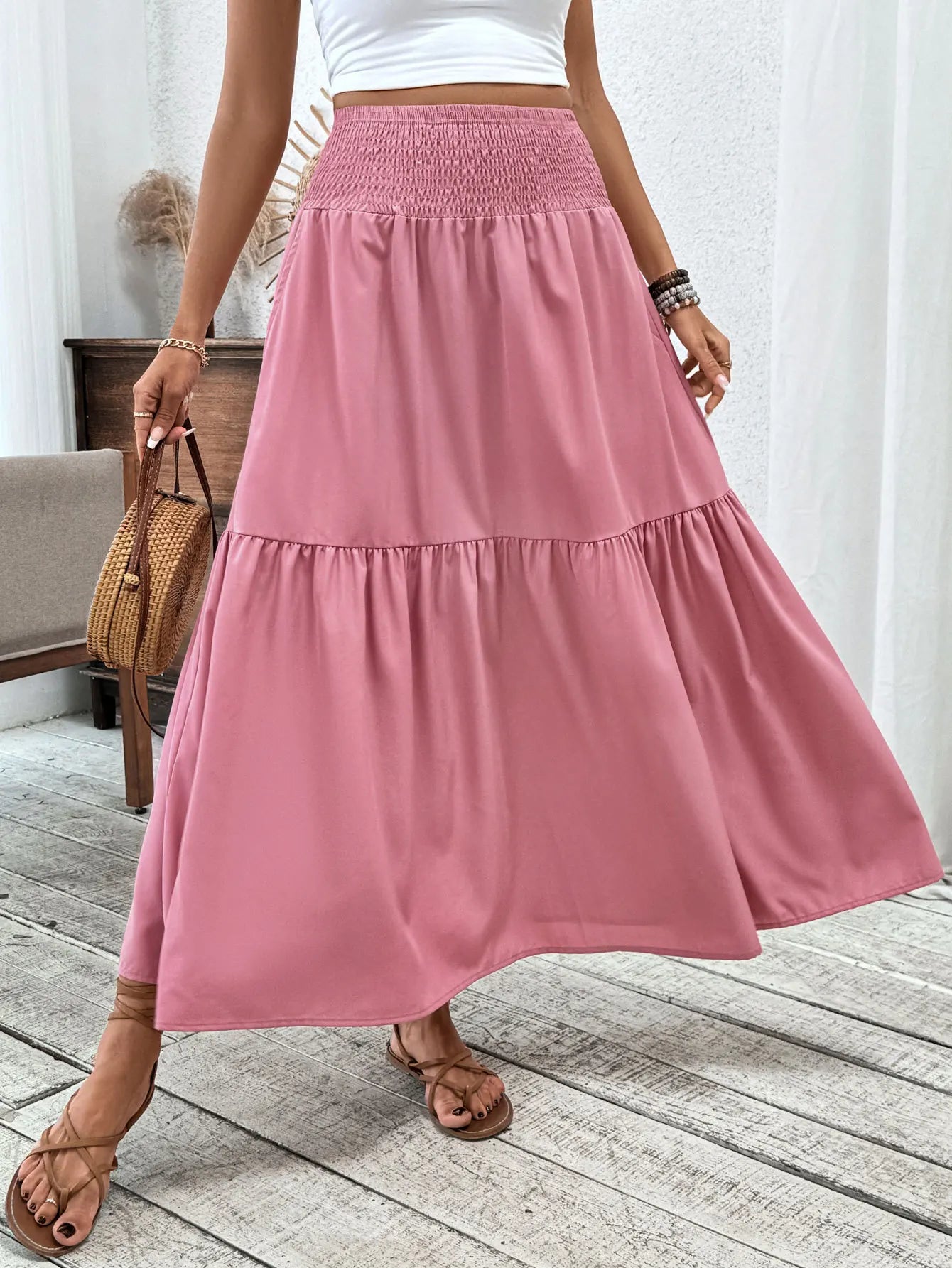 SOERA Rivka Boho Floral Maxi Skirt - Skirts - Plain Blue S